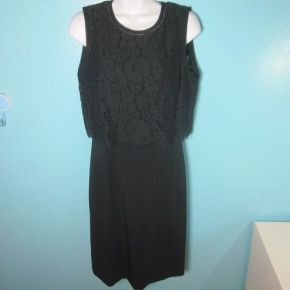 Rebecca Taylor Womens Size 4 Black Knee Length Dress with Lace Overlay Unworn - Picture 10 of 13